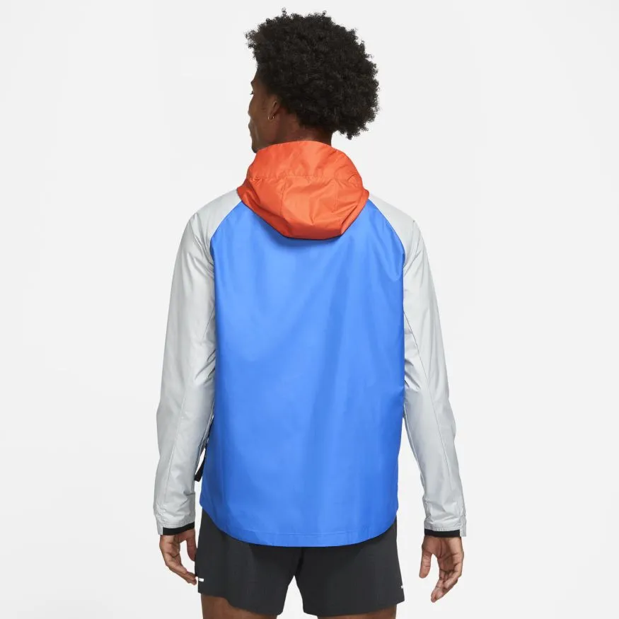 Nike MEN S NIKE WINDRUNNER TRAIL JACKET ORANGE SIGNAL BLUE GREY